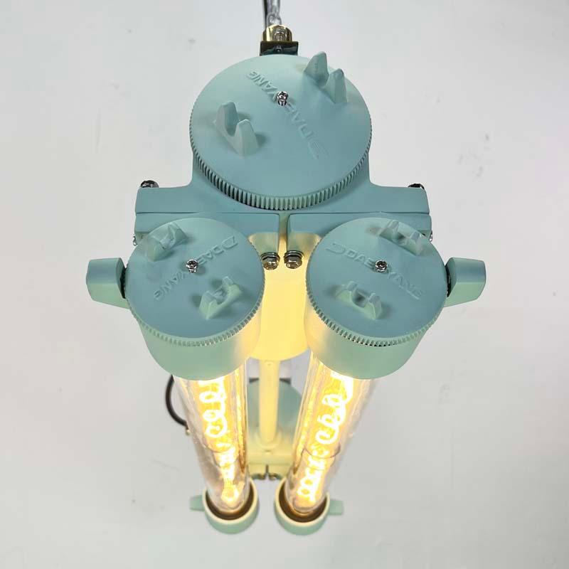 Vintage Industrial Flameproof Edison Tube Light - Aquamarine Green For Sale 3