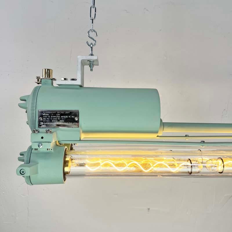 Cast Vintage Industrial Flameproof Edison Tube Light - Aquamarine Green For Sale