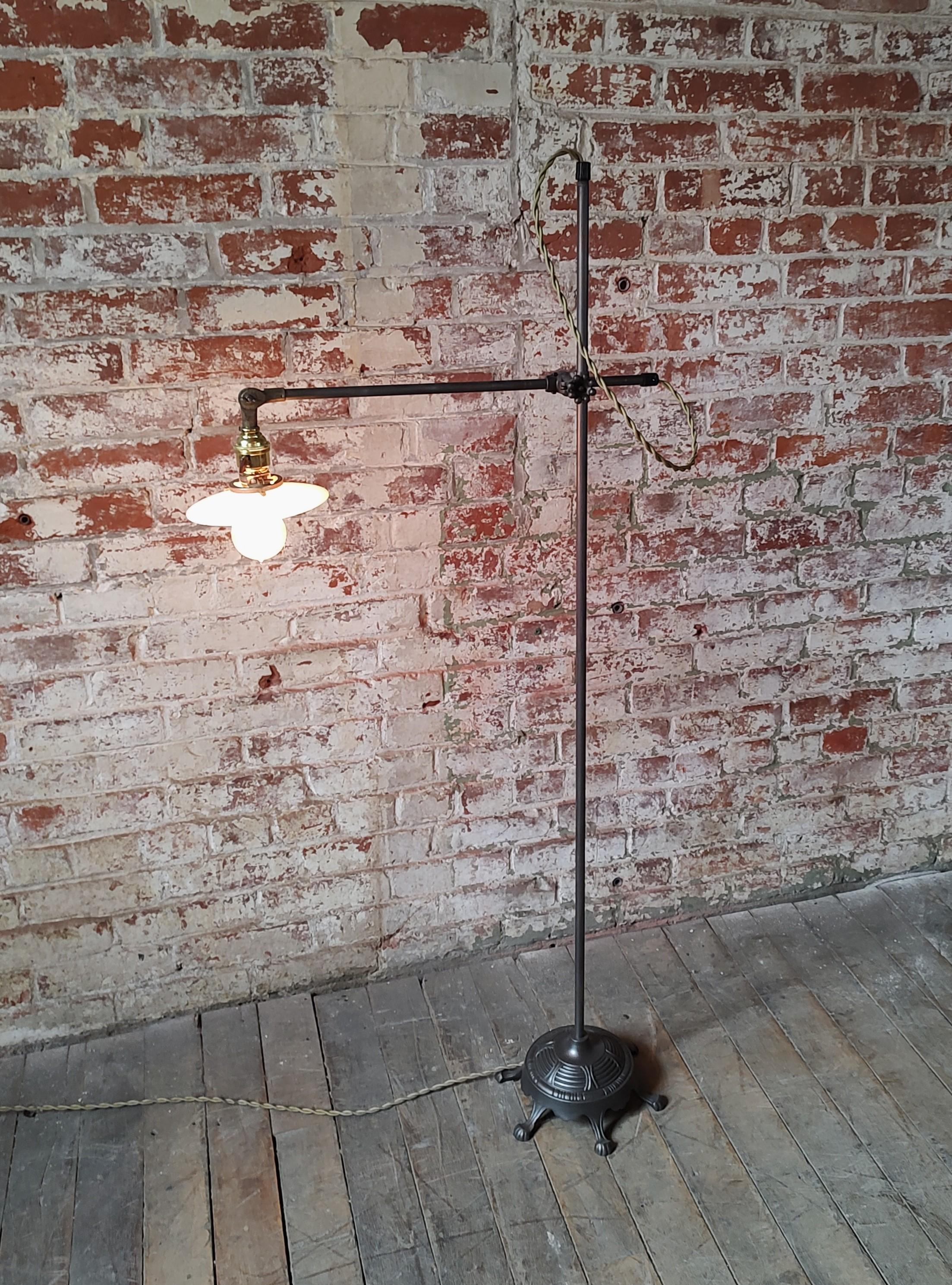 Cast Vintage Industrial Floor Lamp For Sale