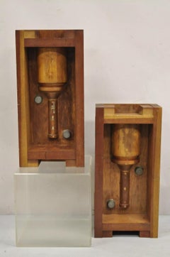 Vintage Industrial Foundry Wooden Block Mold Architectural Valcor Engine - Pair