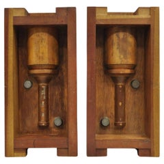 Vintage Industrial Foundry Wooden Block Mold Architectural Valcor Engine - Pair