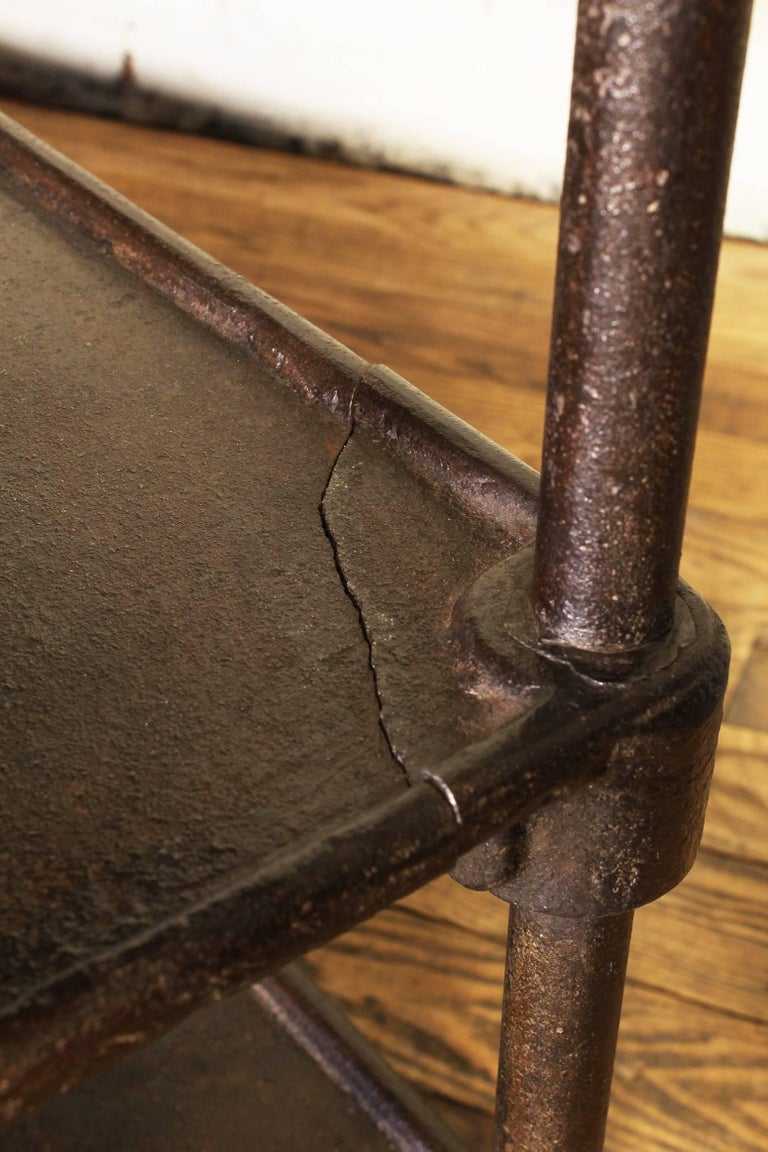 Vintage Industrial Four Tier Cast Iron Table Factory Shelving Storage
