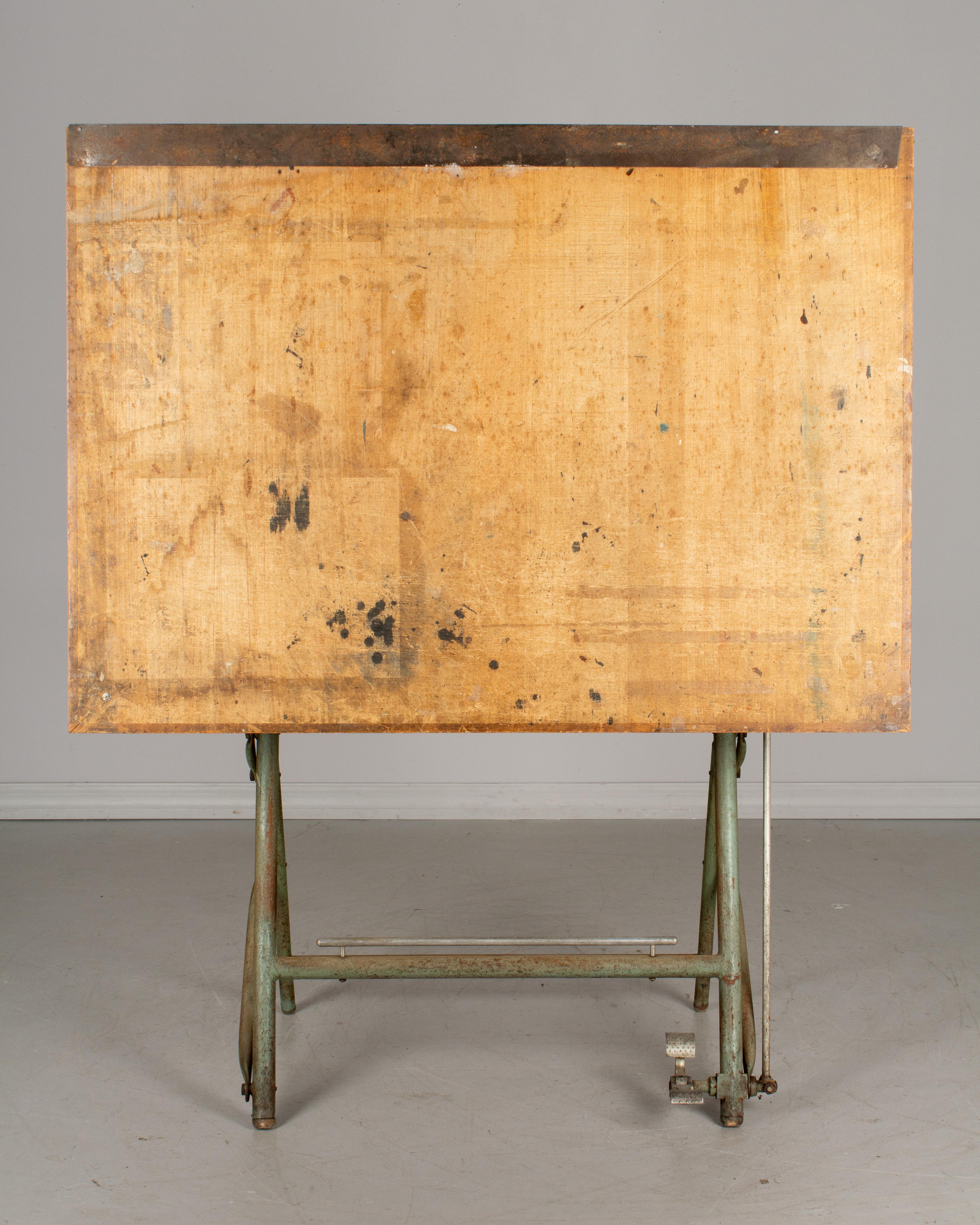 20th Century Vintage Industrial French Architect's Drawing Table from L. Sautereau