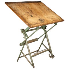 Vintage Industrial French Architect's Drawing Table from L. Sautereau