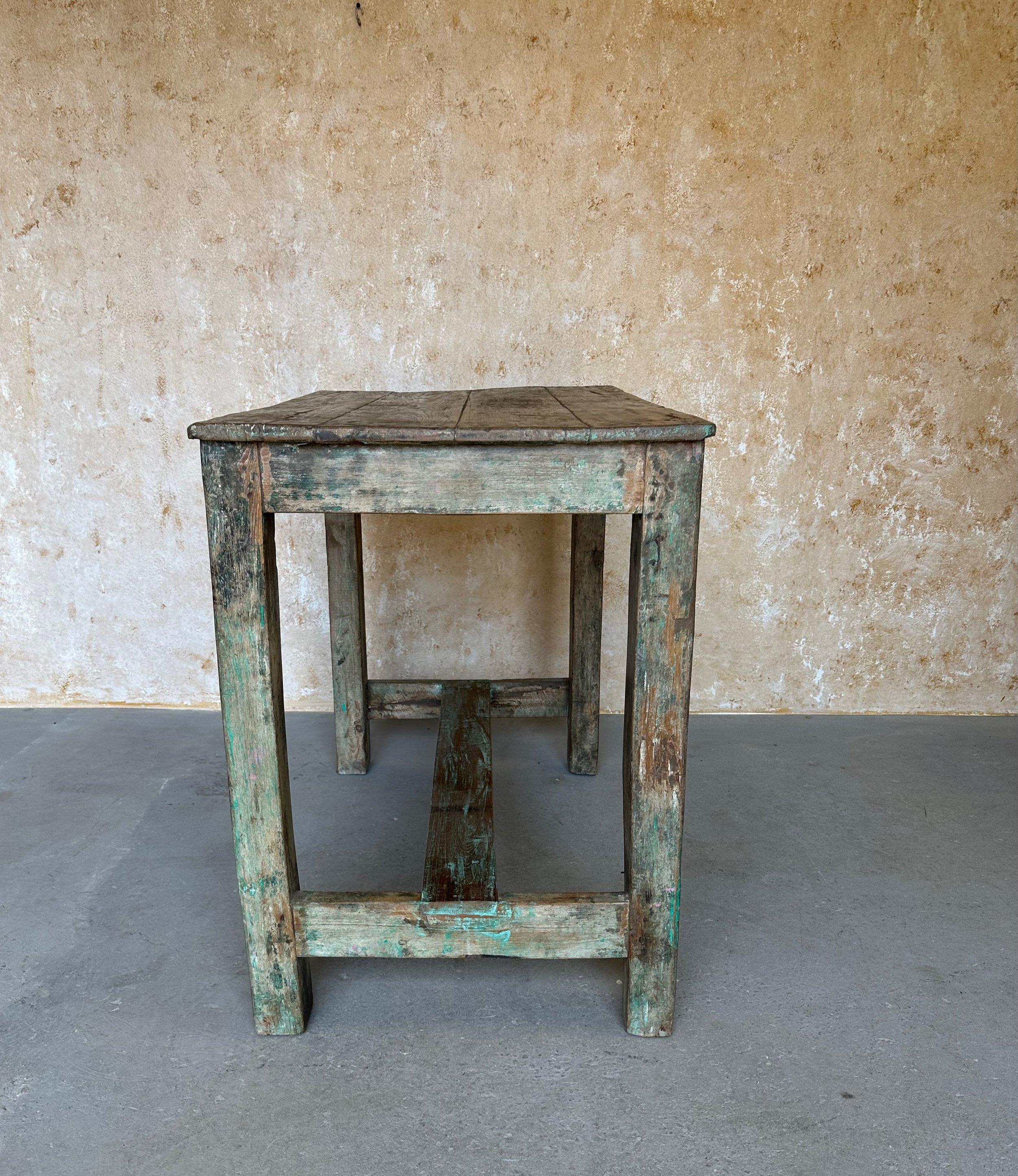 Mesa de trabajo industrial francesa vintage en venta 4