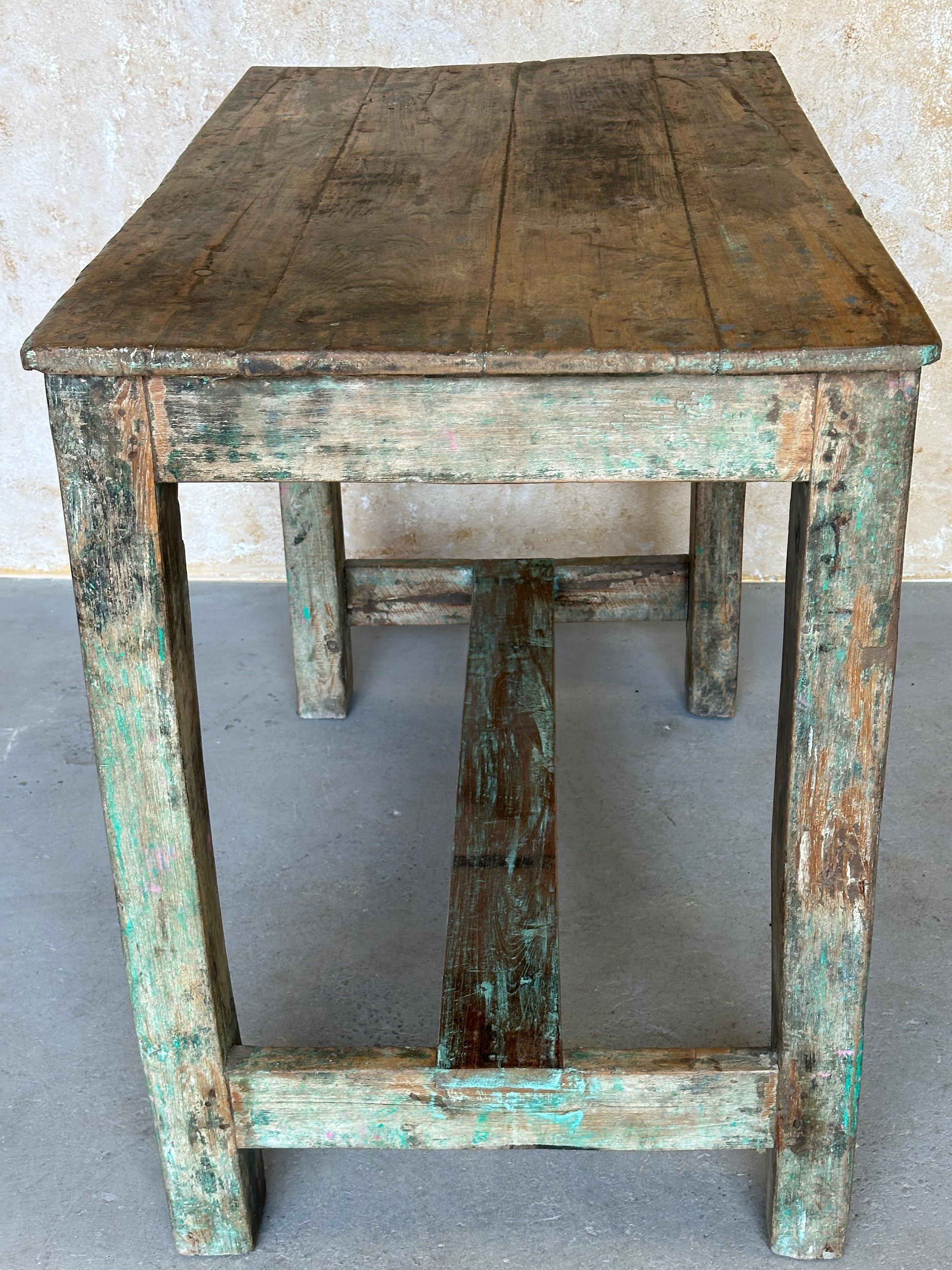 Mesa de trabajo industrial francesa vintage en venta 13
