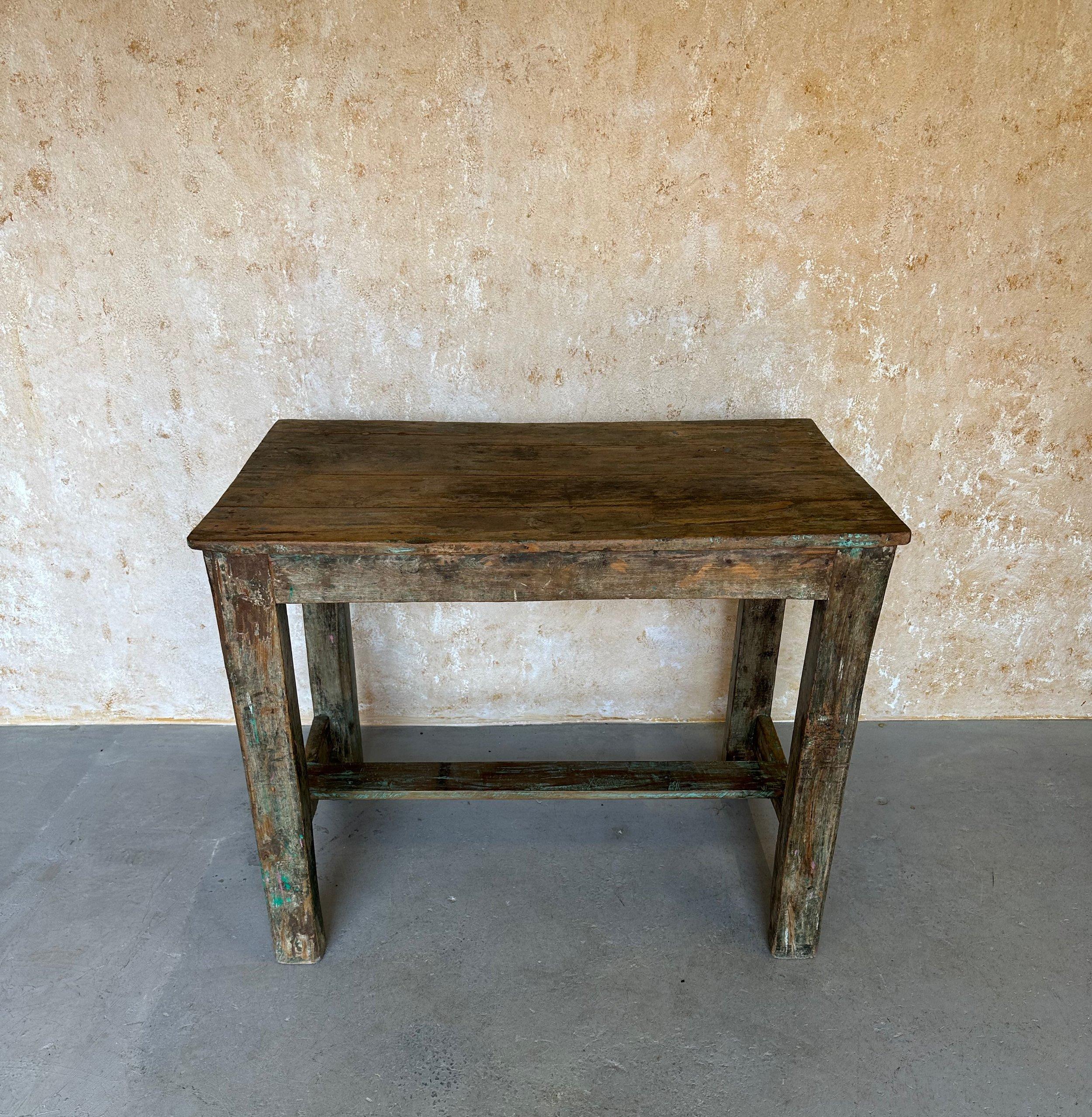 Teak Vintage Industrial French Work Table For Sale