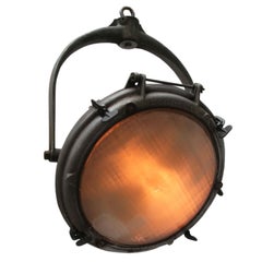 Industrielle Vintage-Pendelleuchte aus mattiertem Glas von Crouse-Hinds