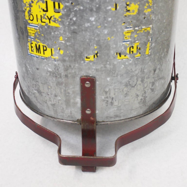 Vintage Industrial Galvanized Steel Waste Basket Trash Can