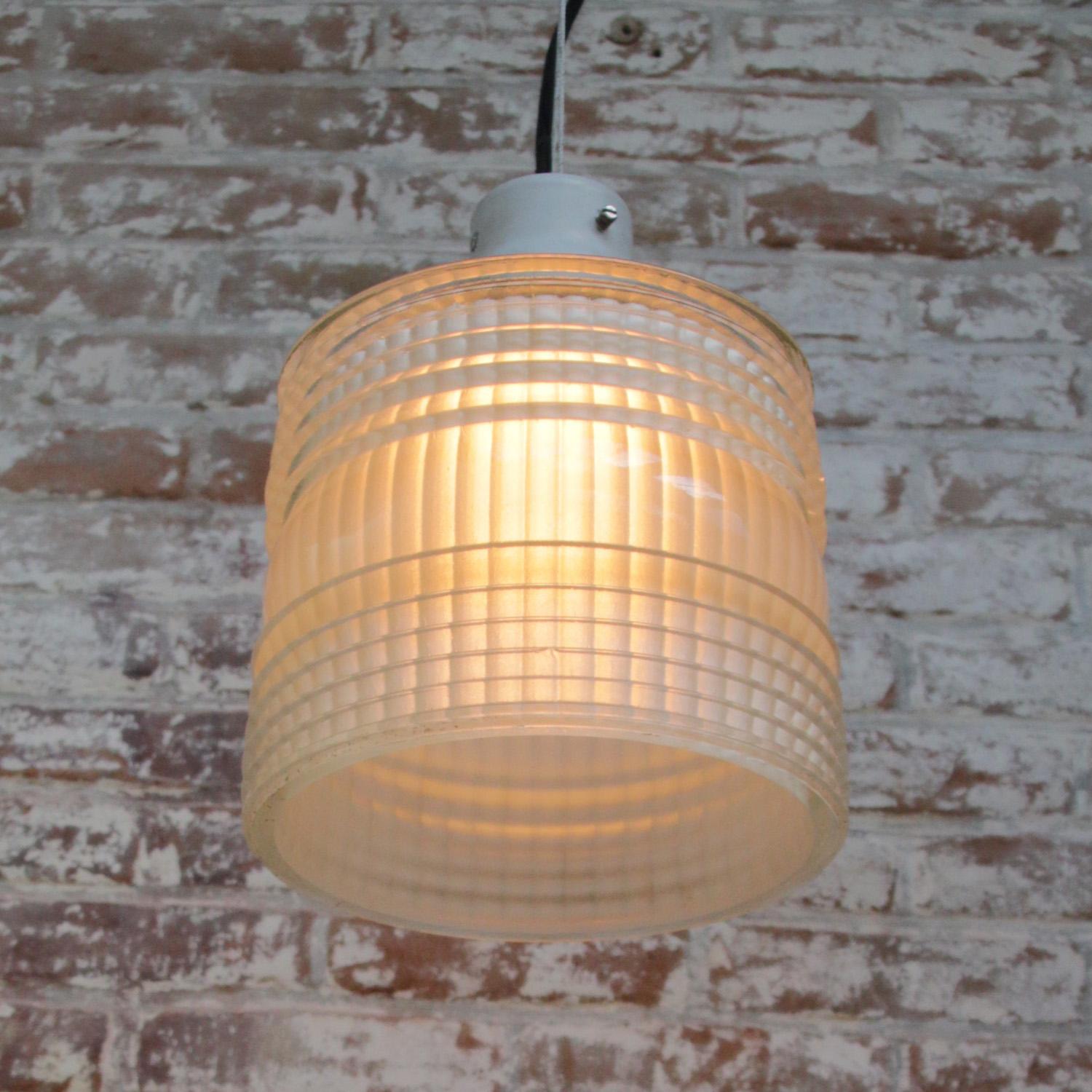 20th Century Vintage Industrial Glass Pendant Light by Holophane France