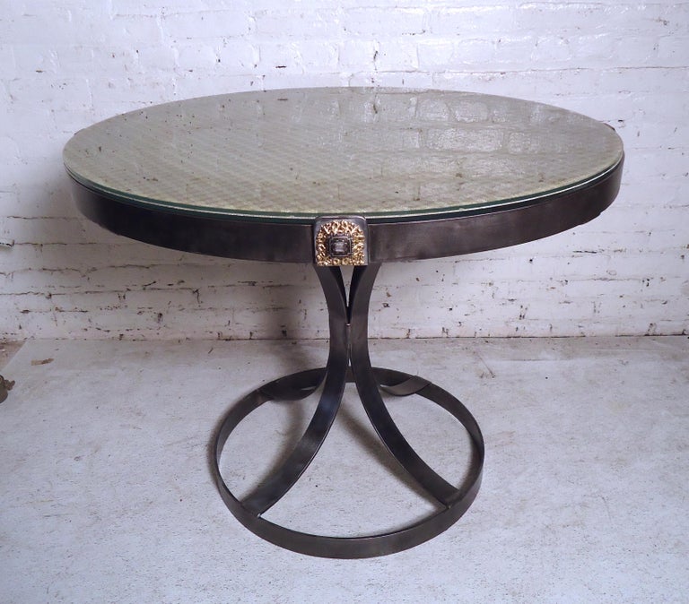 Vintage Industrial Glass Top Table For Sale at 1stDibs