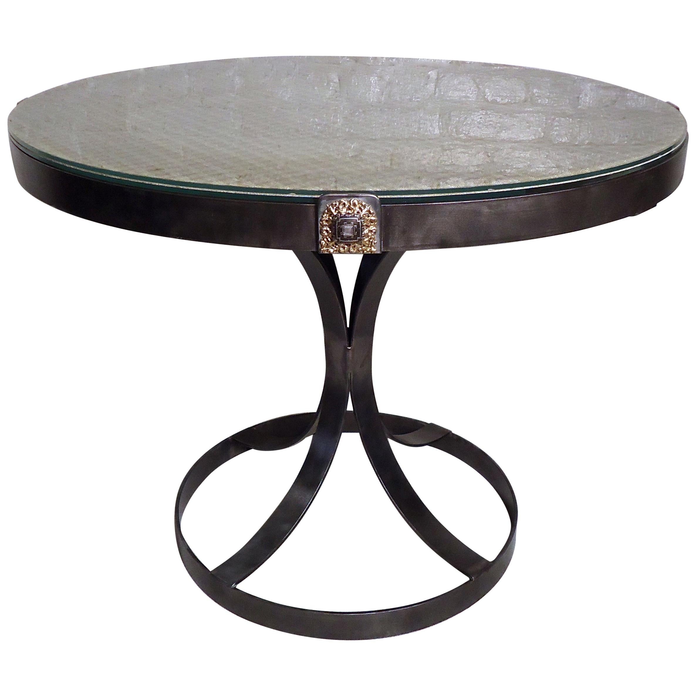 Vintage Industrial Glass Top Table