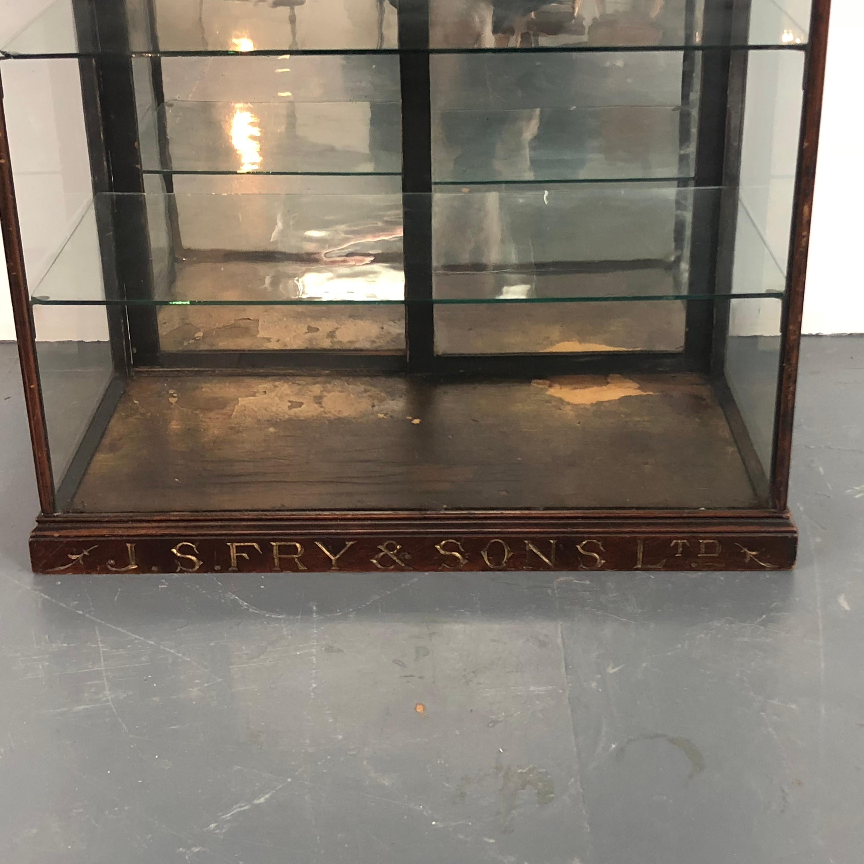 English Vintage Industrial Glazed Fry's Chocolate Shop Cabinet