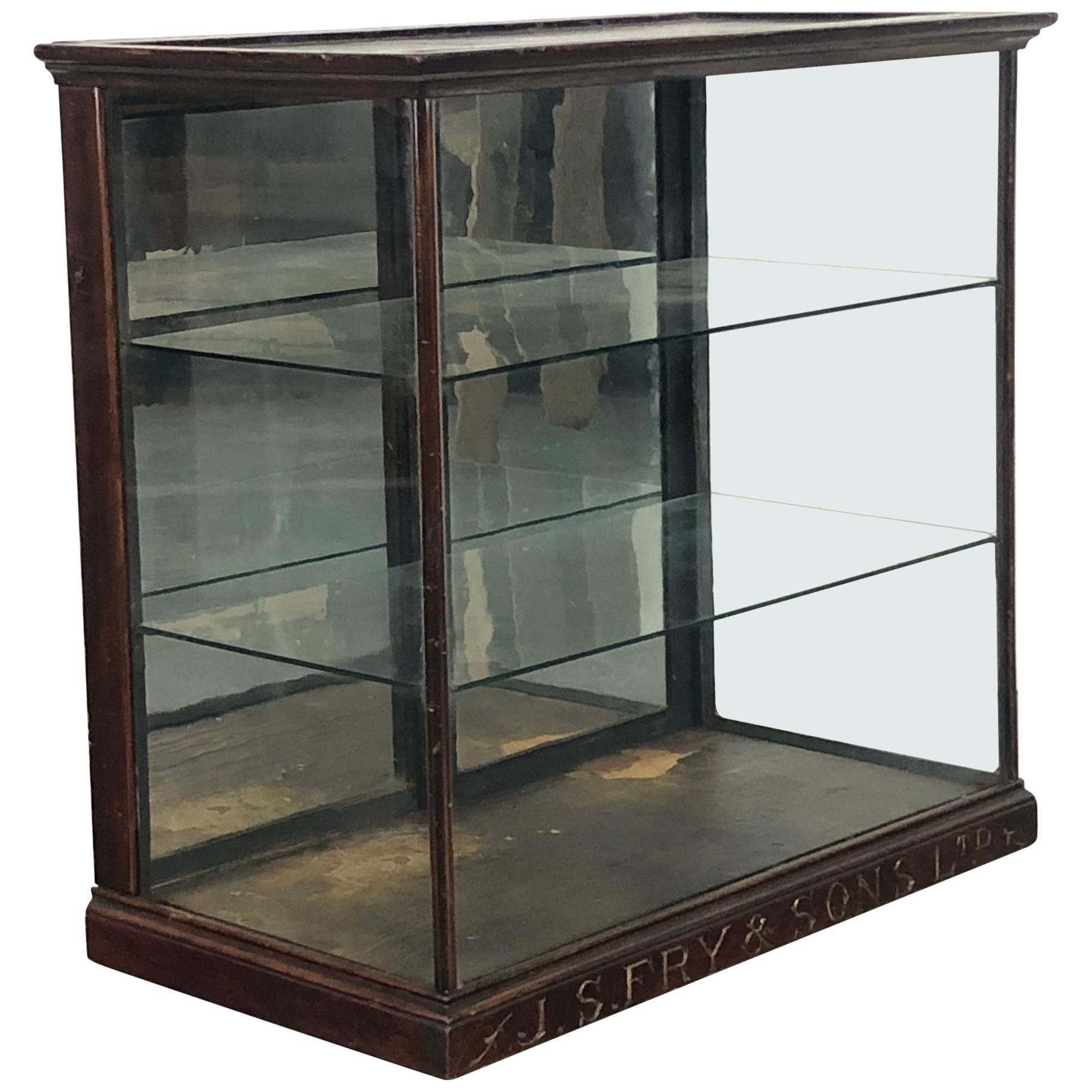 Vintage Industrial Glazed Fry's Chocolate Shop Cabinet
