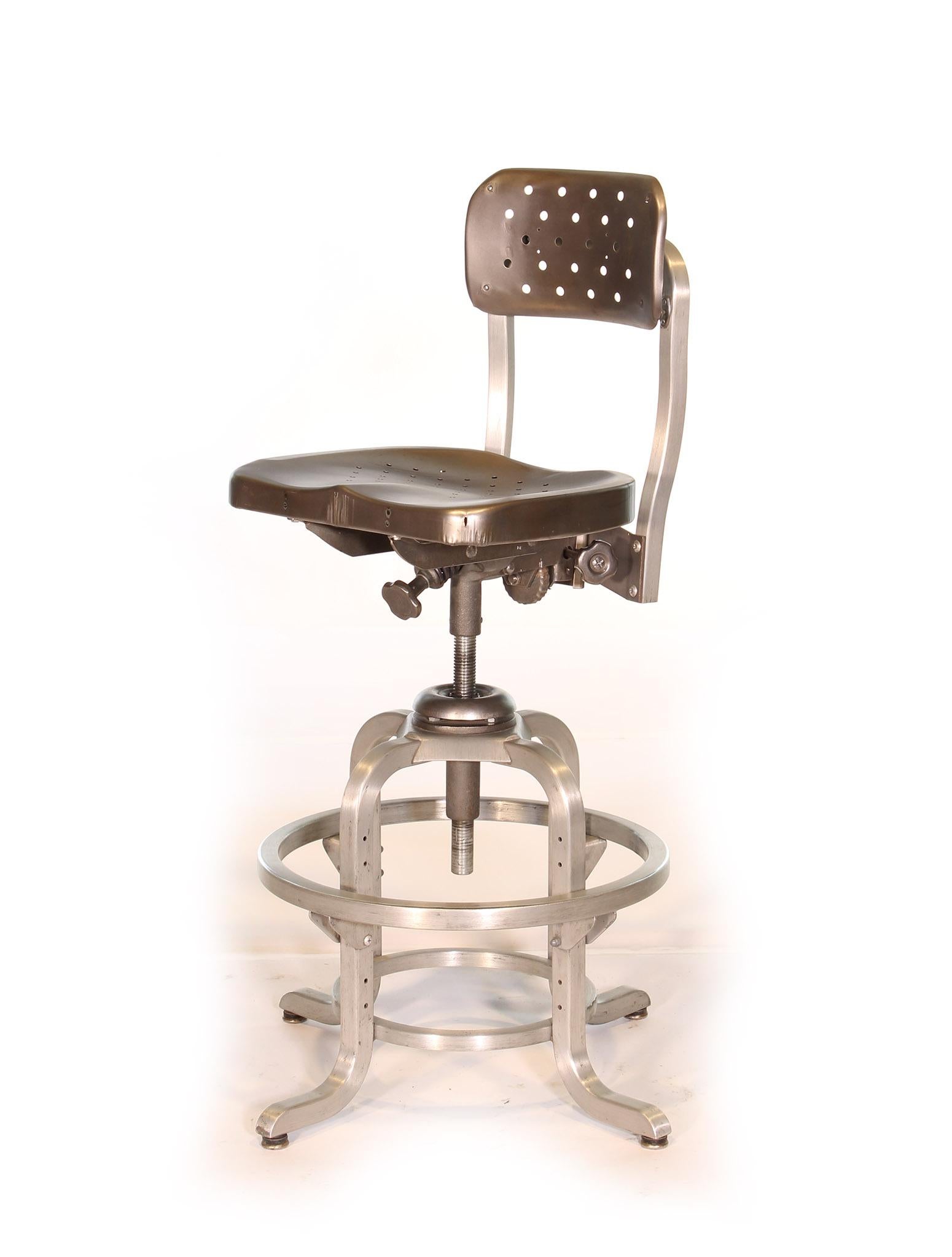 Mid-20th Century Vintage Industrial GoodForm Adjustable Drafting Stool