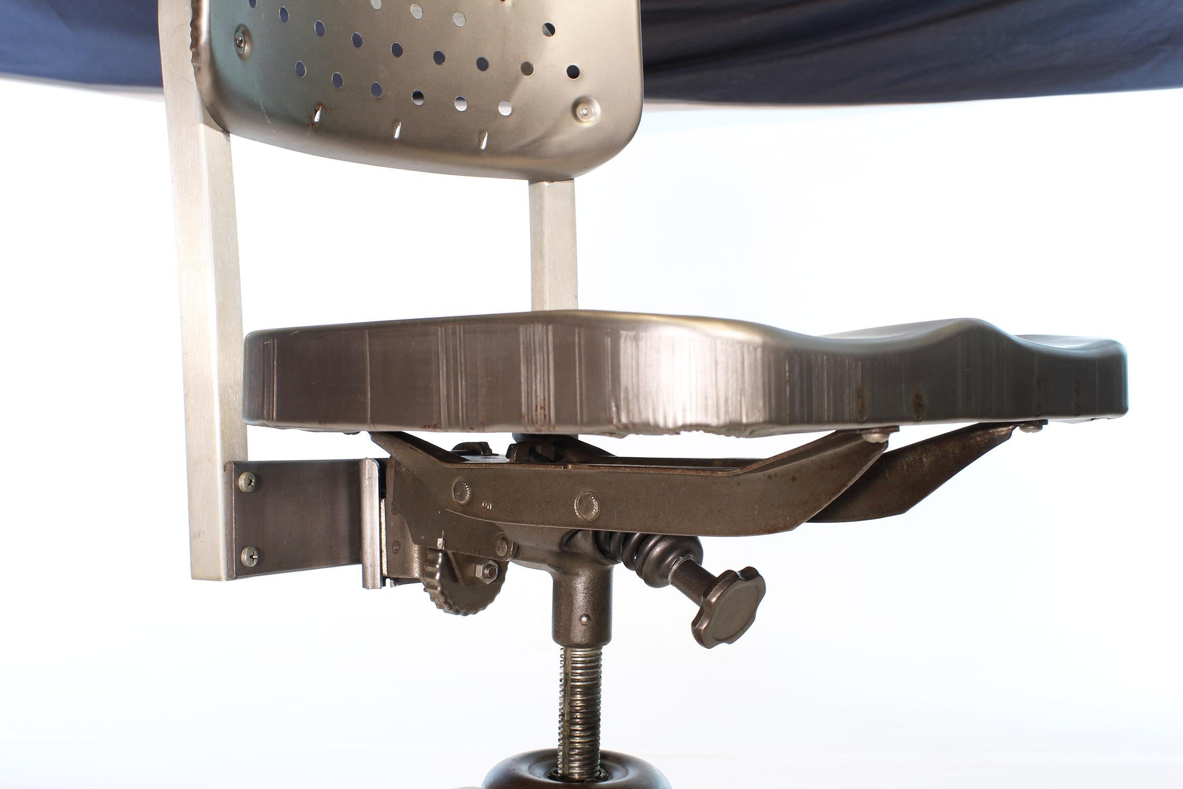 Vintage Industrial GoodForm Adjustable Drafting Stool with Large Backrest 5
