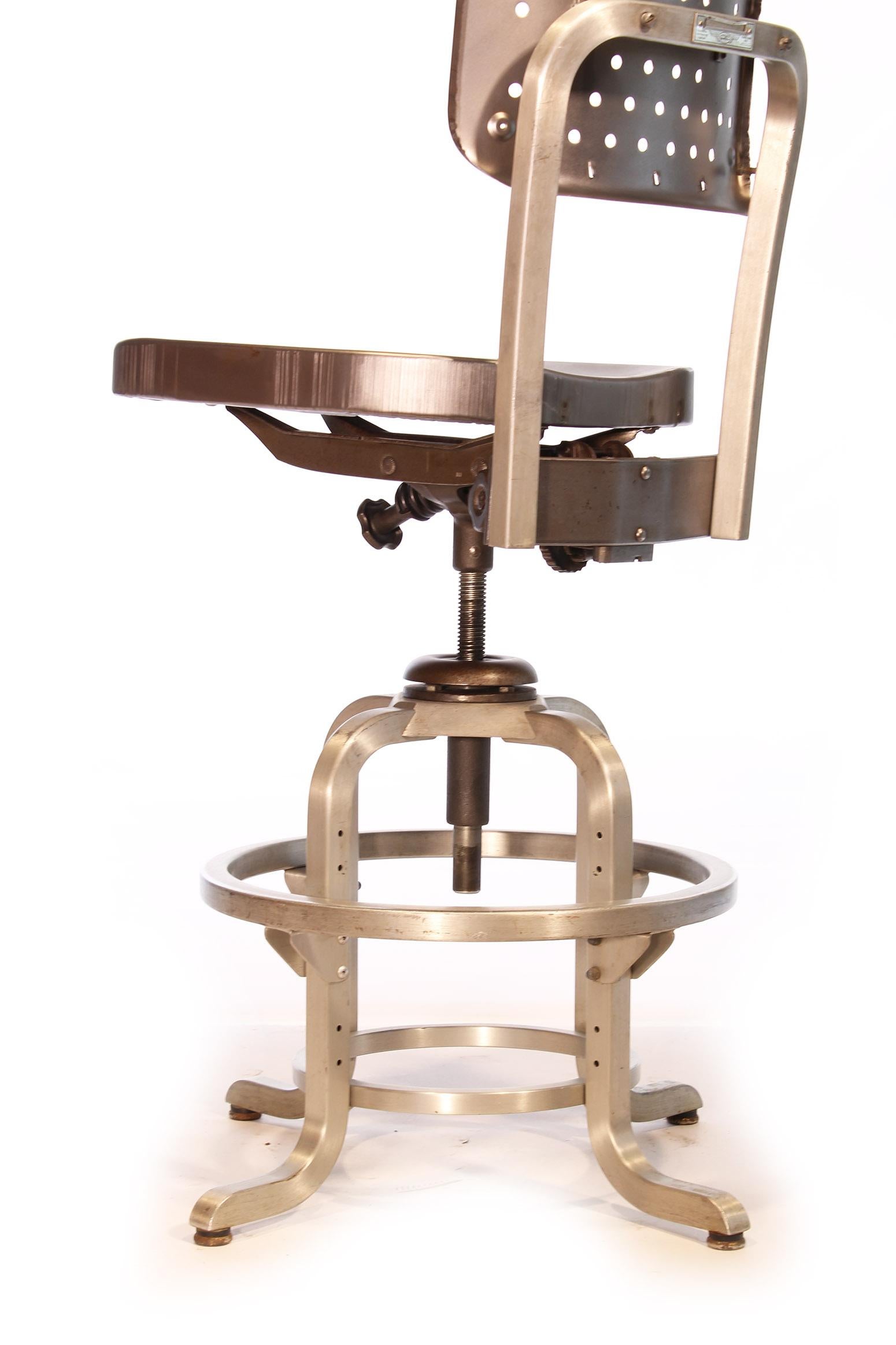 American Vintage Industrial GoodForm Adjustable Drafting Stool with Large Backrest