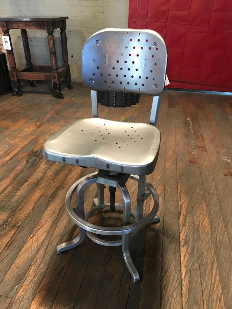 Vintage Industrial GoodForm Adjustable Drafting Stool with Large