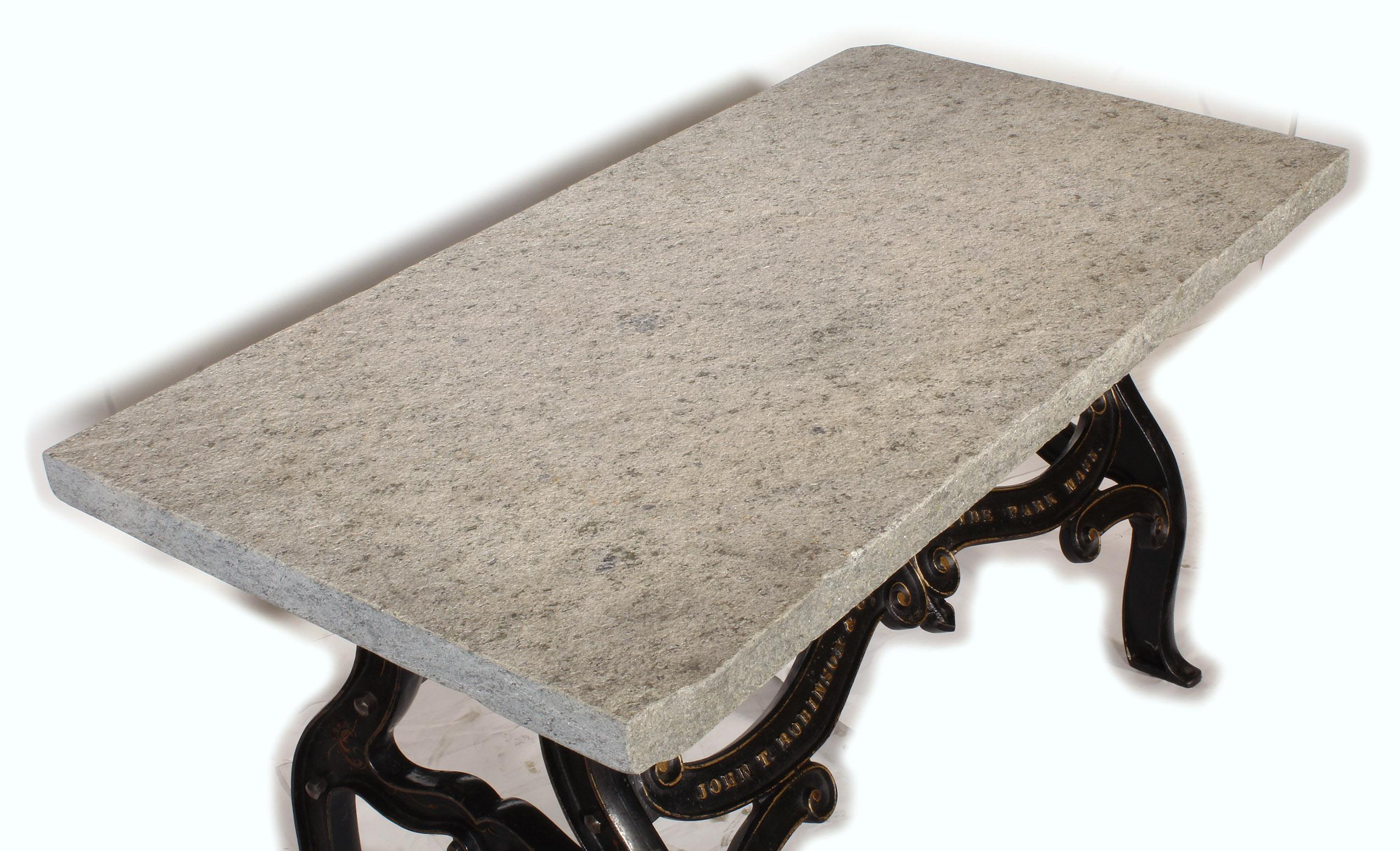 American Vintage Industrial Granite and Cast Iron Table For Sale
