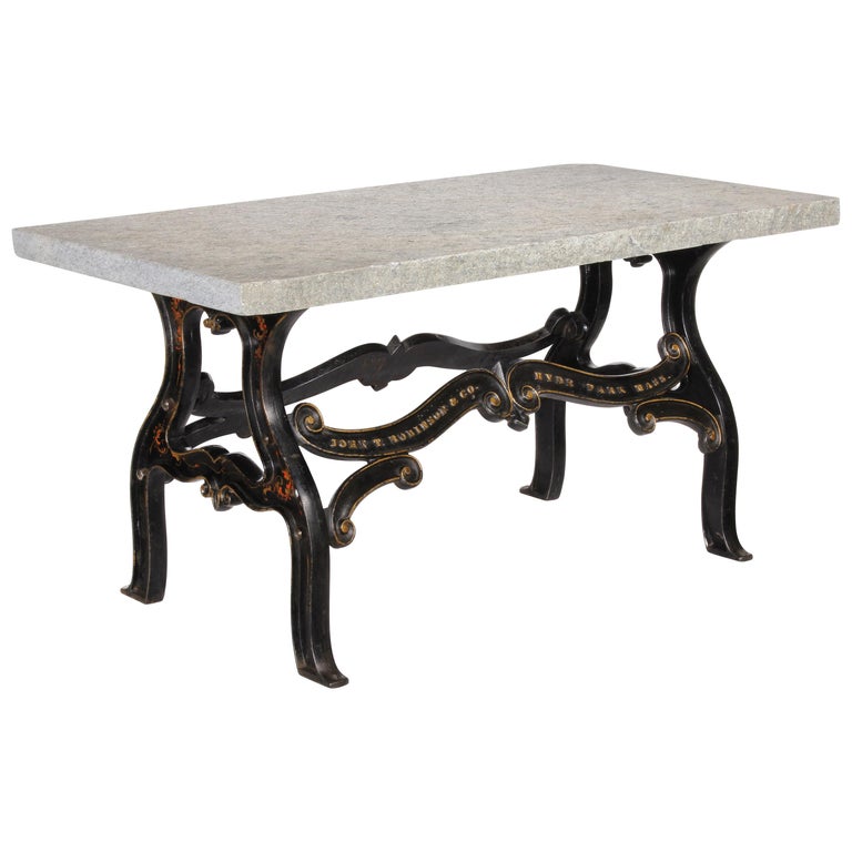 Vintage Industrial Granite and Cast Iron Table For Sale at 1stDibs
