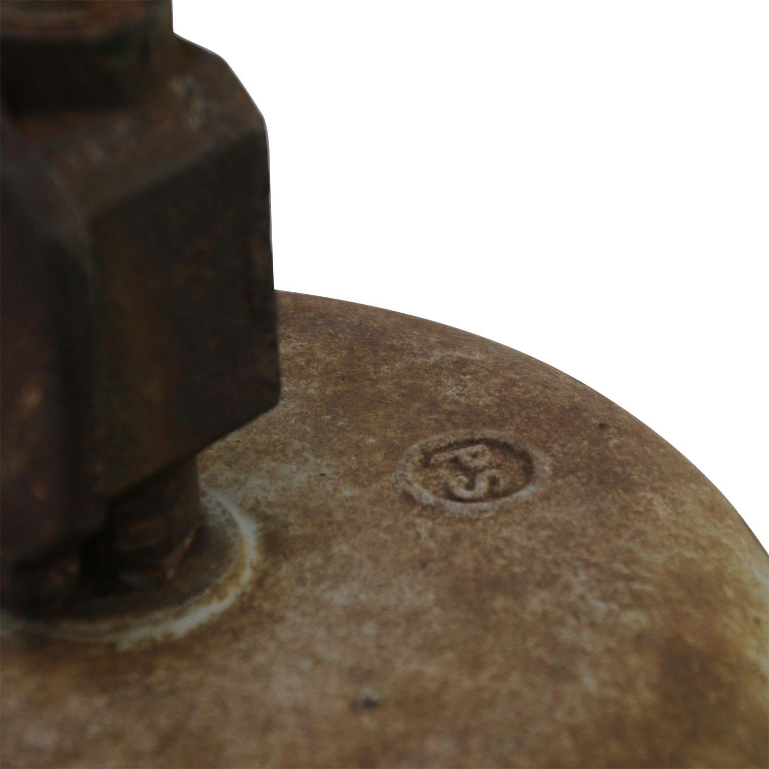 Vintage Industrial Gray Enamel Cast Iron Old Train Station Pendant Light In Good Condition For Sale In Amsterdam, NL