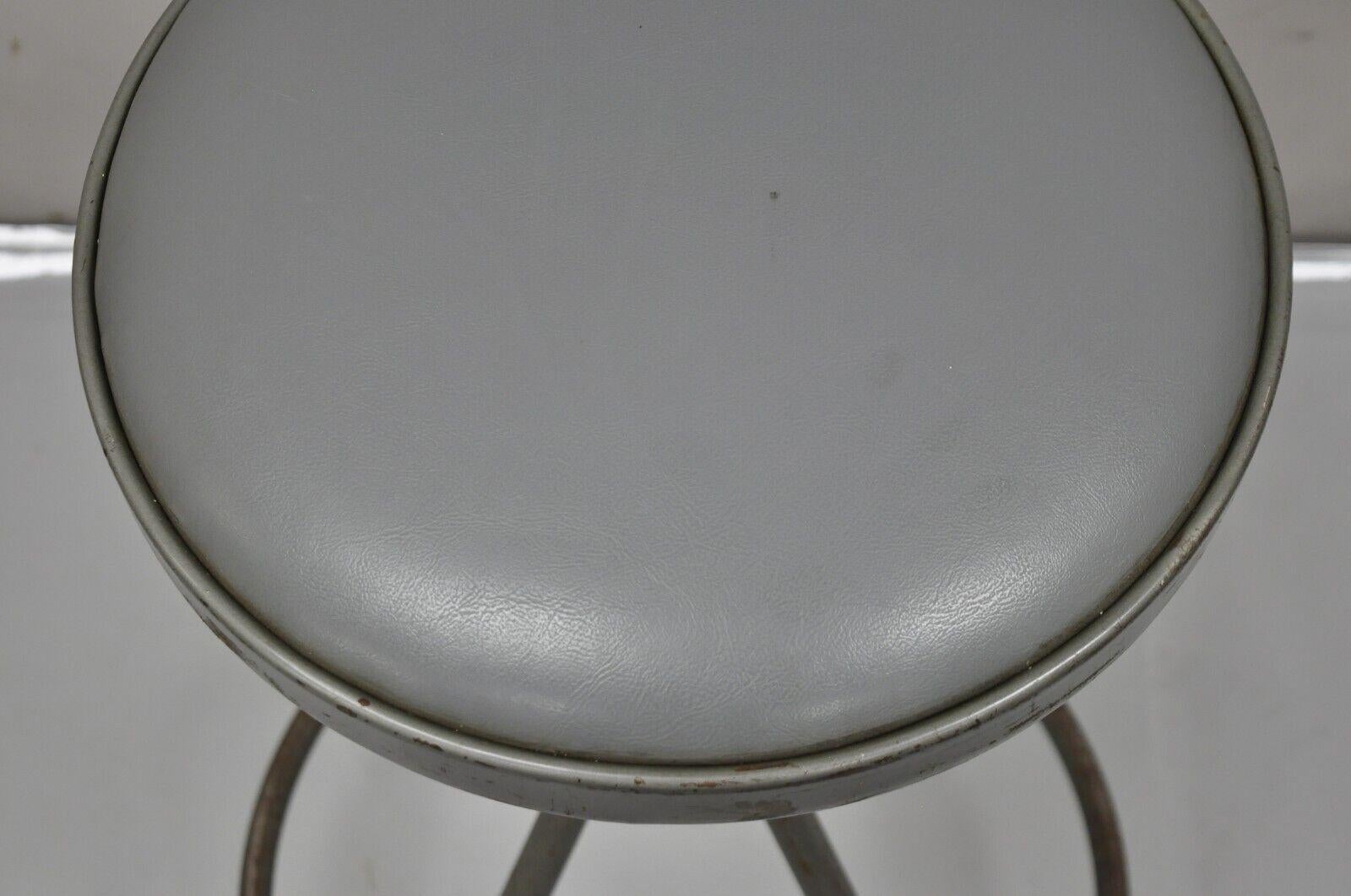 Vintage Industrial Gray Steel Metal Adjustable Drafting Stool Work Chair 3