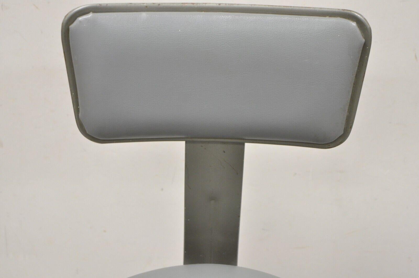 Vintage Industrial Gray Steel Metal Adjustable Drafting Stool Work Chair 4