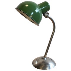 Vintage Industrial Green Enamel Desk Lamp, 1930s