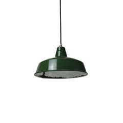 Vintage Industrial Green Enamel Pendant Lamp, by Maxlume, 1940s