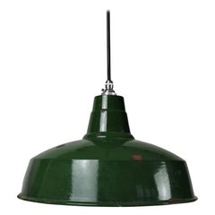 Vintage Industrial Green Enamel Pendant Lamp, by Maxlume, 1940s