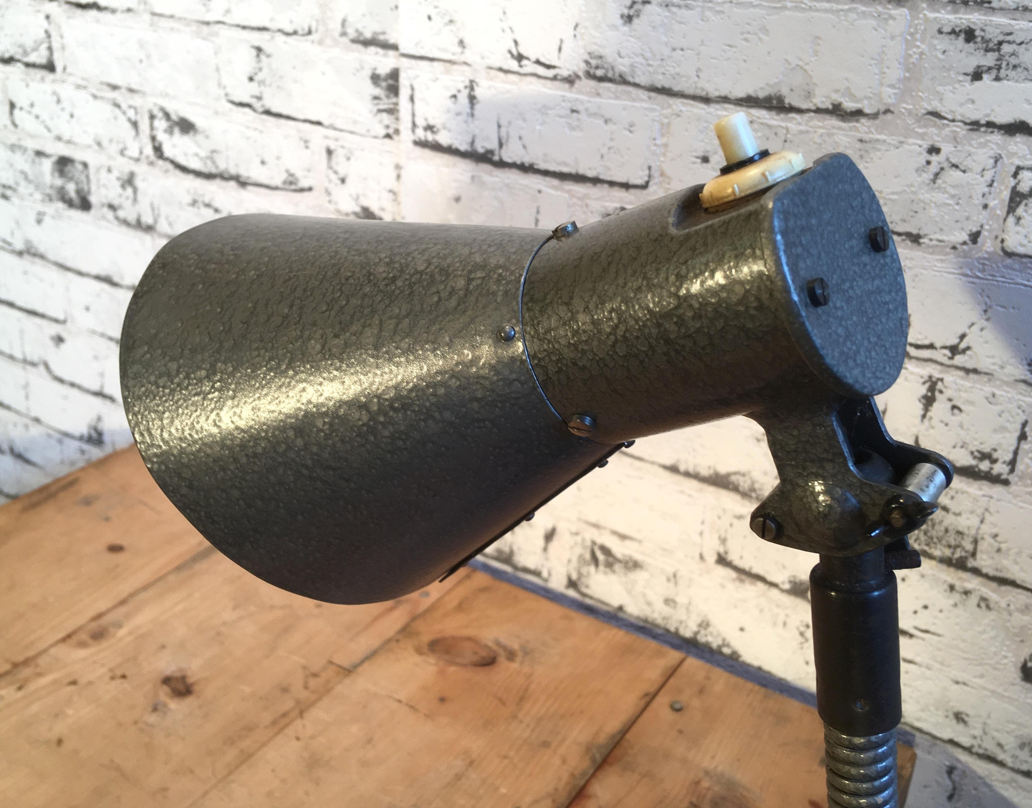 Vintage Industrial Grey Desk Lamp, 1960s In Good Condition In Kojetice, CZ