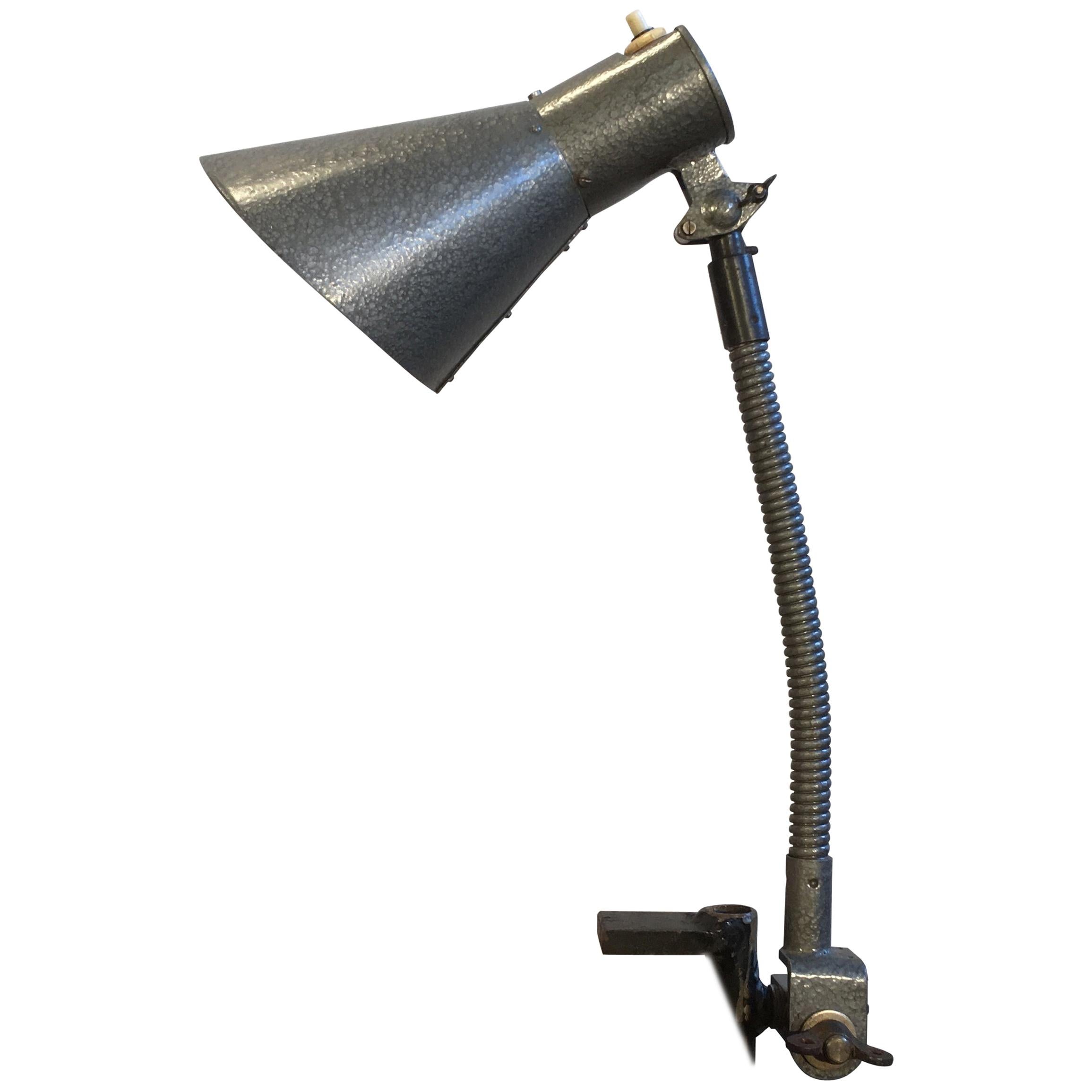 Vintage Industrial Grey Desk Lamp, 1960s