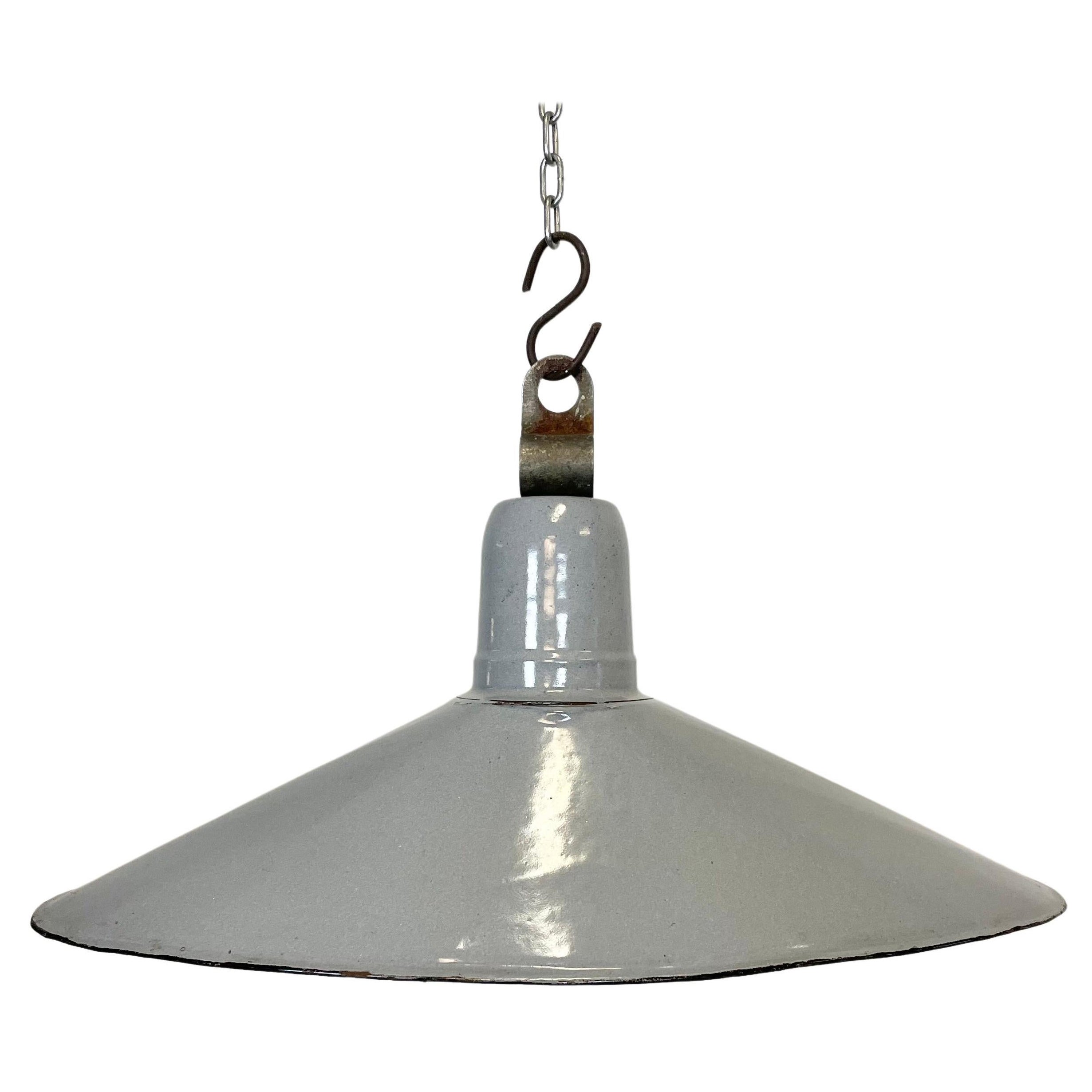 Lampada industriale vintage a smalto grigio, anni '30