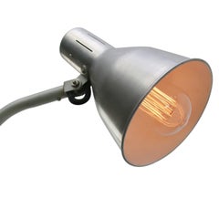 Vintage Industrial Grey Metal 2-Arm Machinist Work Desk Light by Hala, Model 112