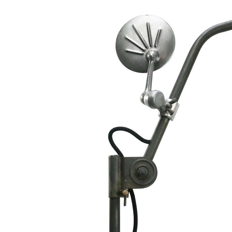 Vintage Industrial Grey Metal 2Arm Machinist Work Desk Light by Hala
