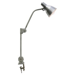 Used Industrial Grey Metal 2-Arm Machinist Work Desk Light by Hala, Model 112