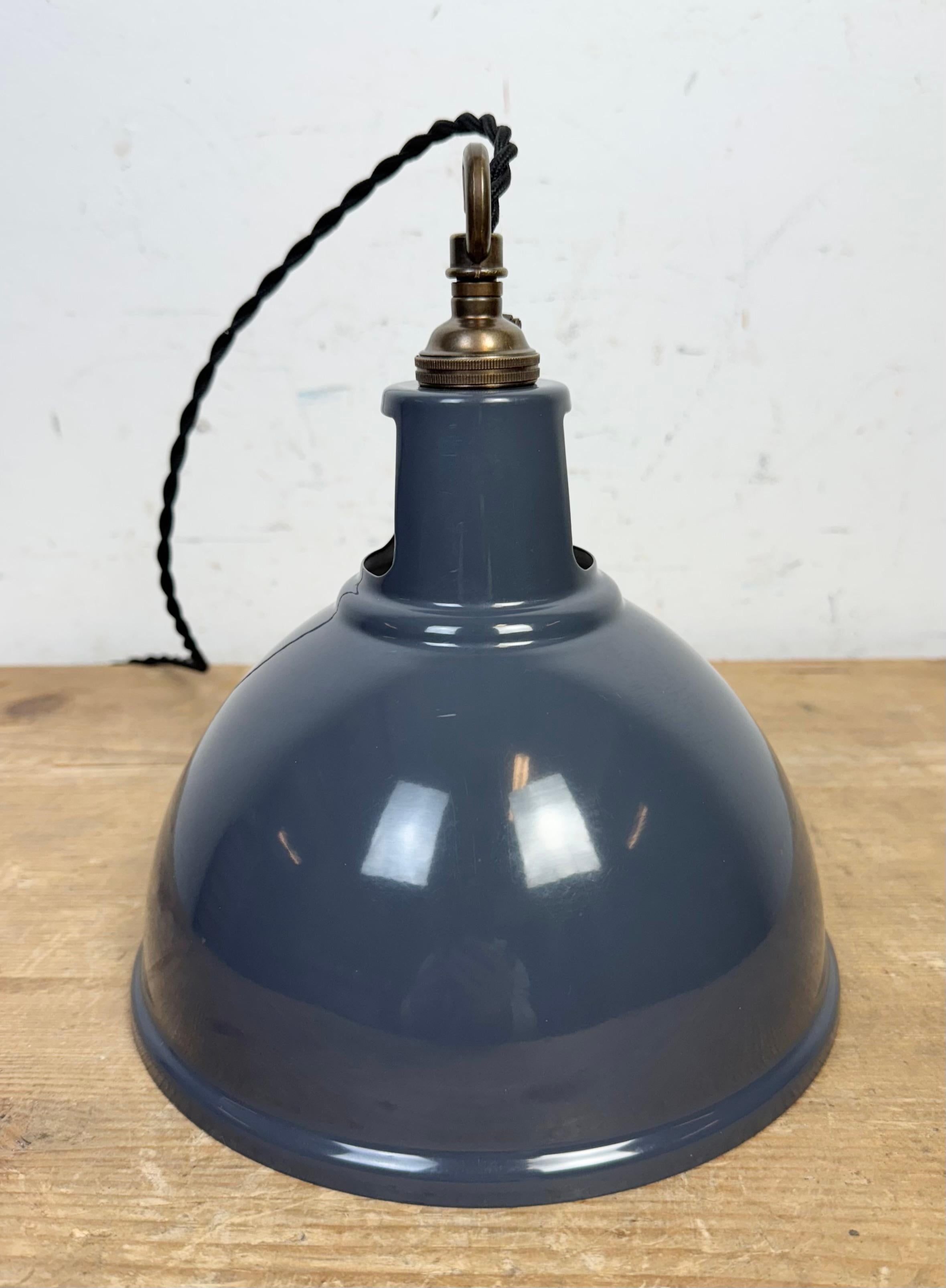 Vintage Industrial Grey Painted Pendant Lamp, 2000s For Sale 5