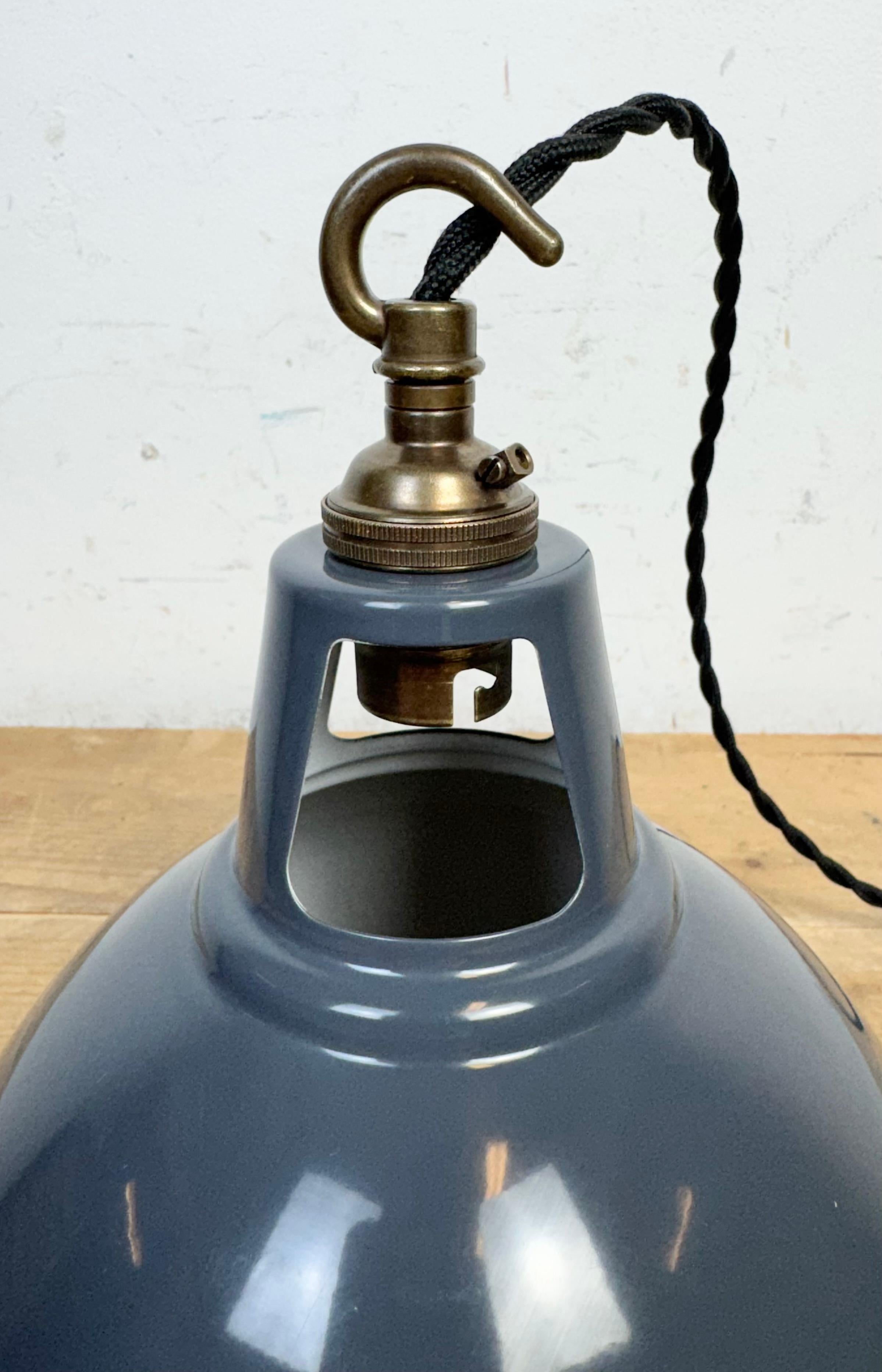 Vintage Industrial Grey Painted Pendant Lamp, 2000s For Sale 11