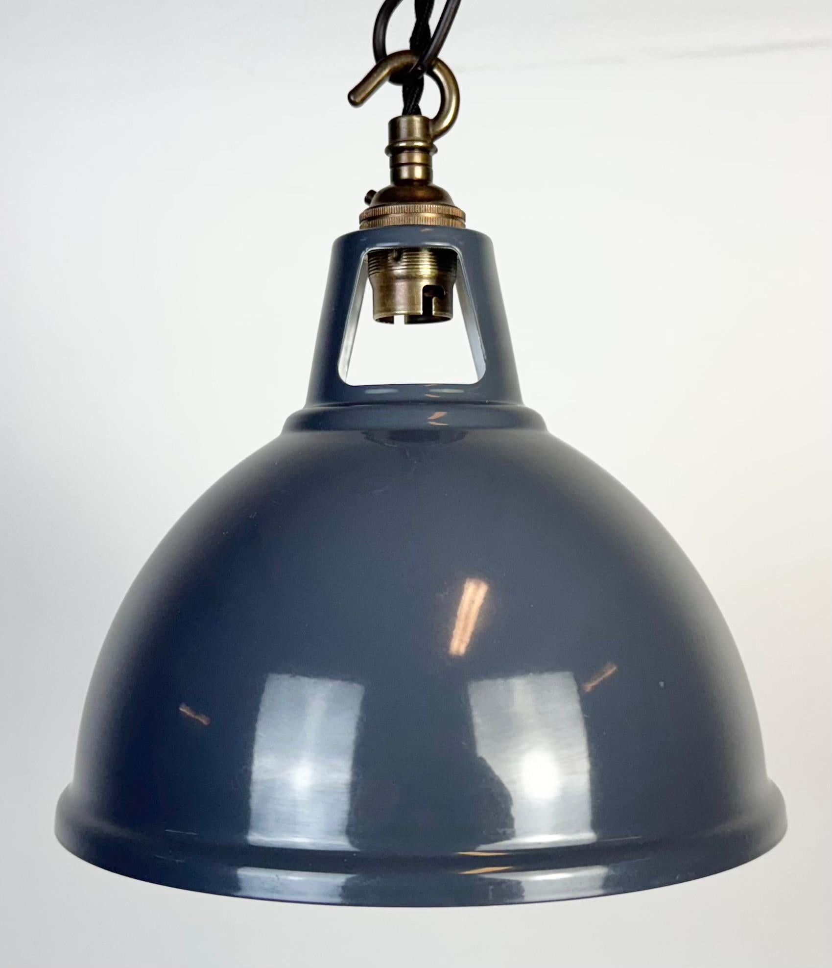 British Vintage Industrial Grey Painted Pendant Lamp, 2000s For Sale