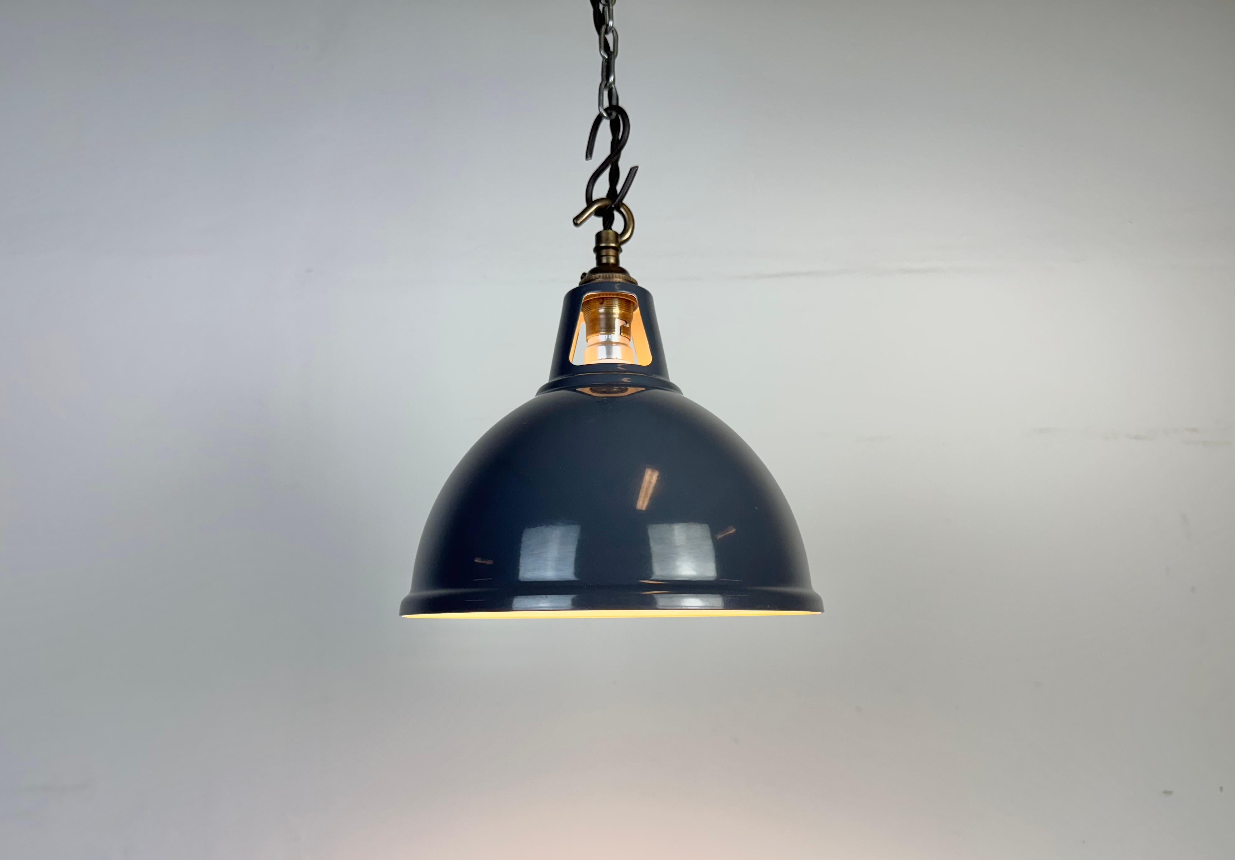 Vintage Industrial Grey Painted Pendant Lamp, 2000s For Sale 3