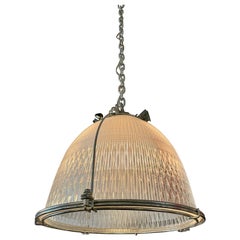 Lampada alogena industriale vintage in vetro modellato