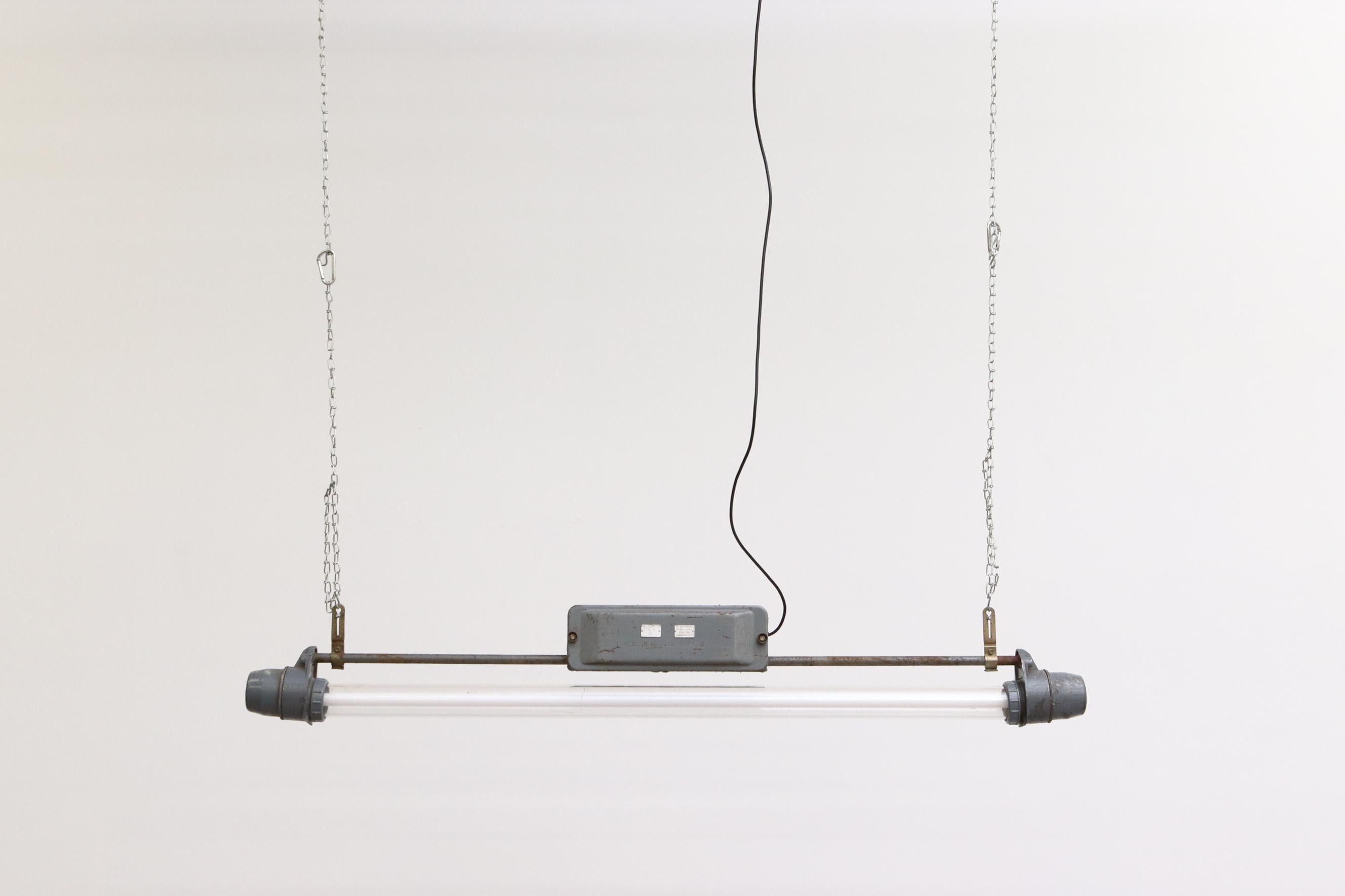 Mid-Century Modern Vintage Industrial Hanging Fluorescent Tube Lights