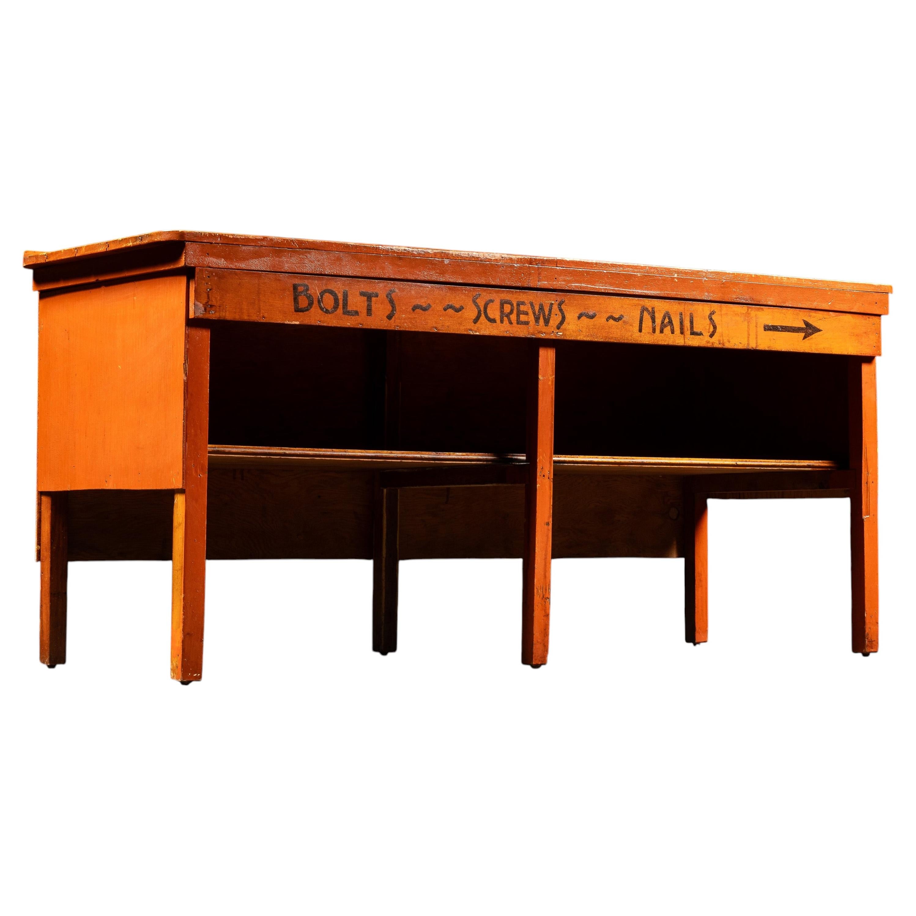 Vintage Industrial Hardware Store Counter For Sale