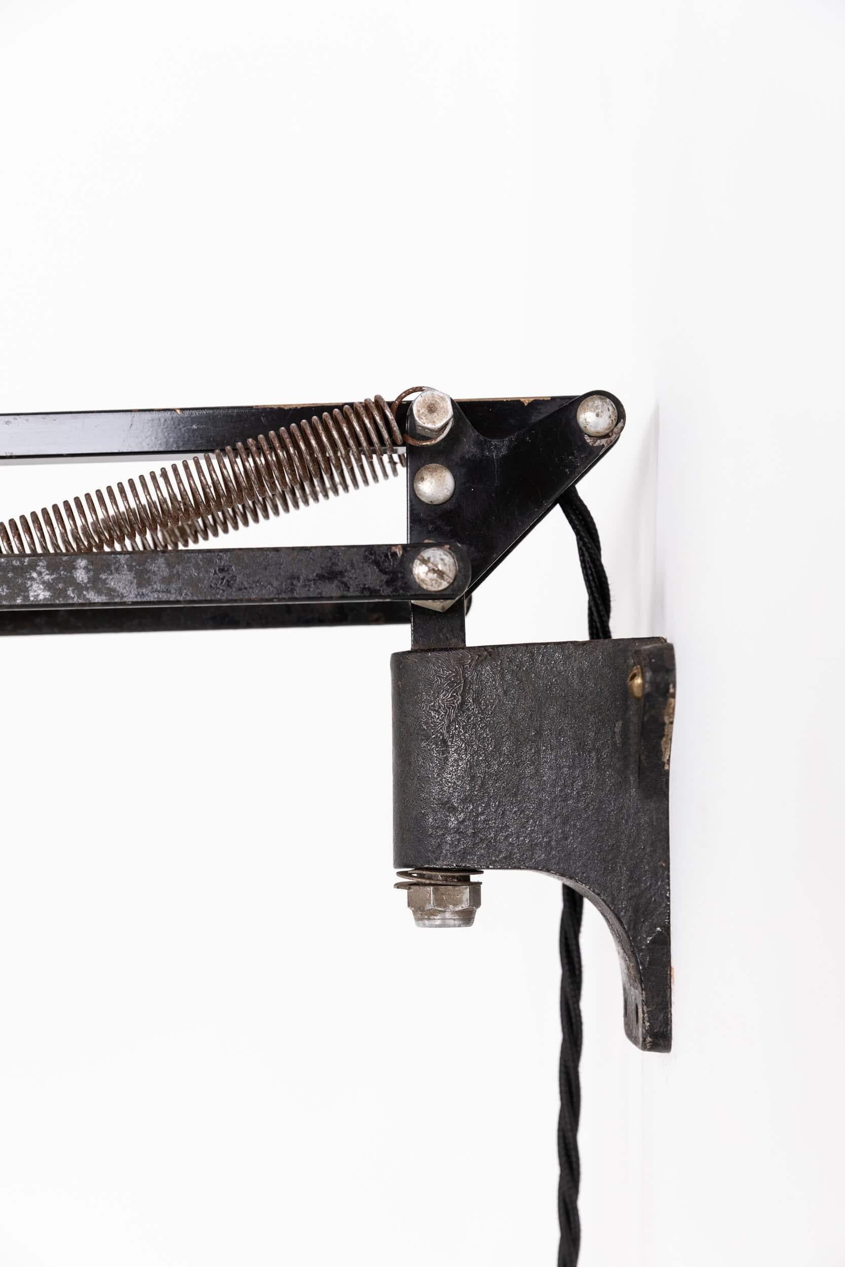 Vintage Industrial Hebert Terry & Sons Anglepoise Metal Wall Lamp. c.1940 In Fair Condition In London, GB