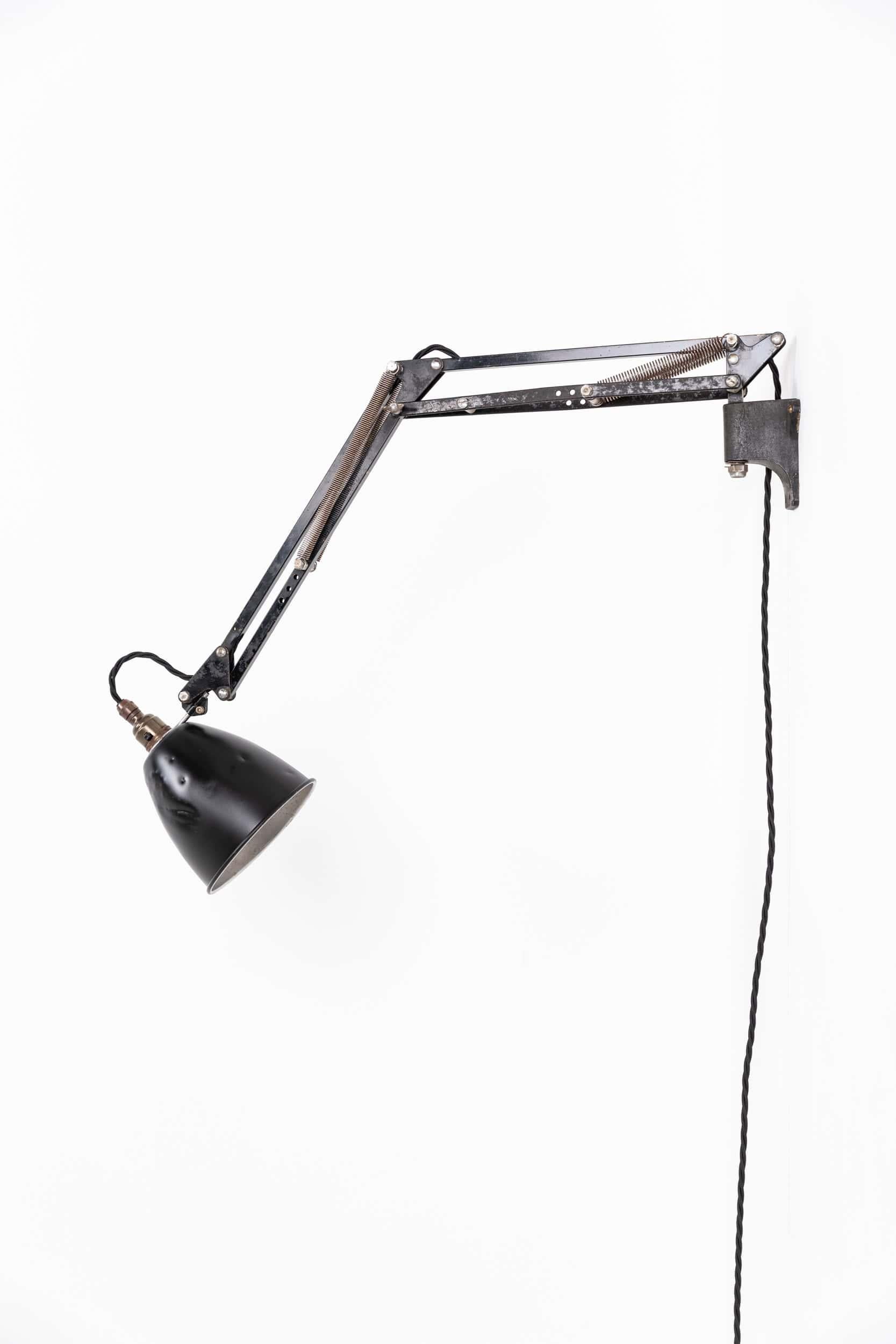 Mid-20th Century Vintage Industrial Hebert Terry & Sons Anglepoise Metal Wall Lamp. c.1940