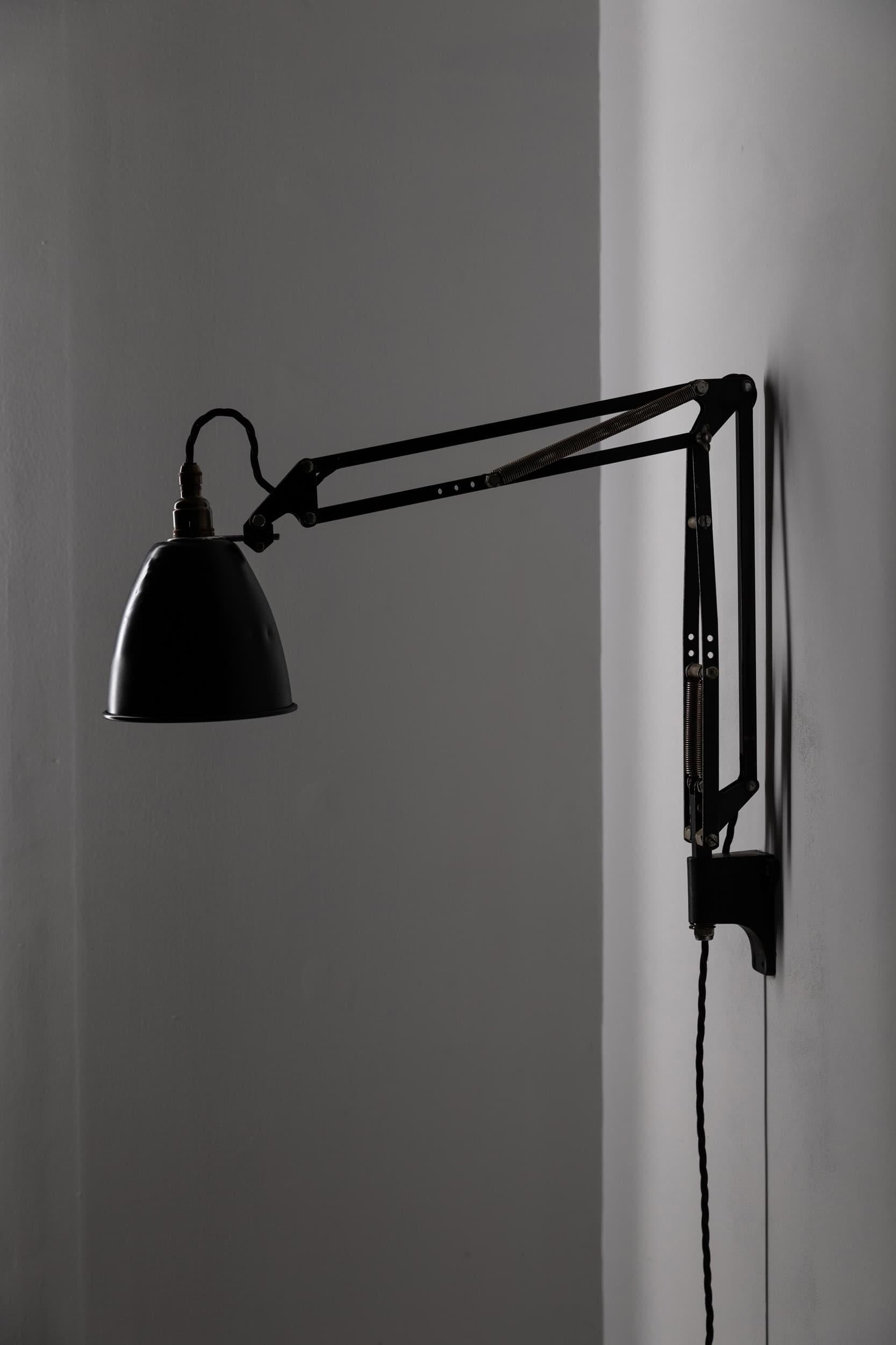 Vintage Industrial Hebert Terry & Sons Anglepoise Metal Wall Lamp. c.1940 3
