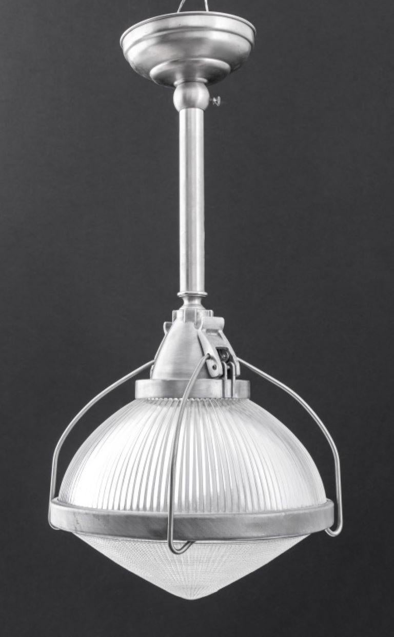 Vintage Industrial Holophane Ceiling Pendant Lamp In Good Condition For Sale In New York, NY