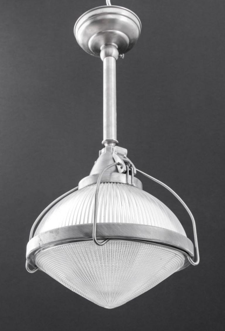 20th Century Vintage Industrial Holophane Ceiling Pendant Lamp For Sale