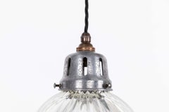 Vintage Industrial Holophane Prismatic Glass Pendant Light. 1920