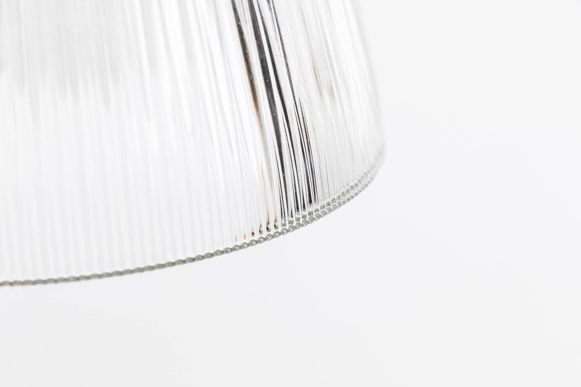 English Vintage Industrial Holophane Prismatic Glass Pendant Light. 1920 For Sale